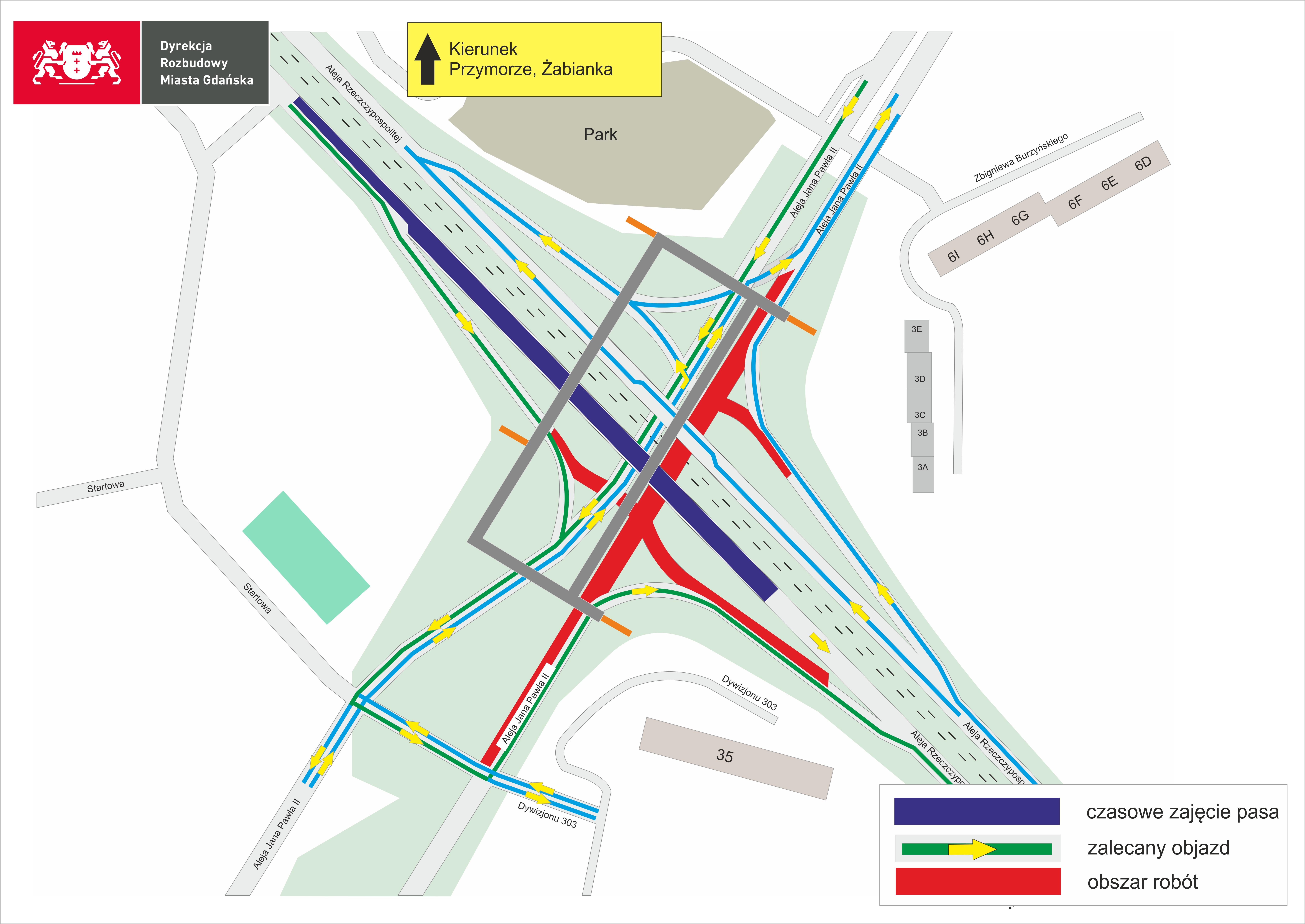 Kładka Zaspa nocne prace od 1.12