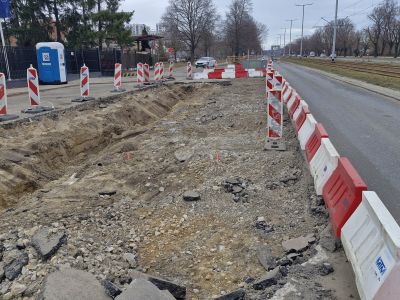 Zwężenie Al. Hallera w kierunku centrum Wrzeszcza